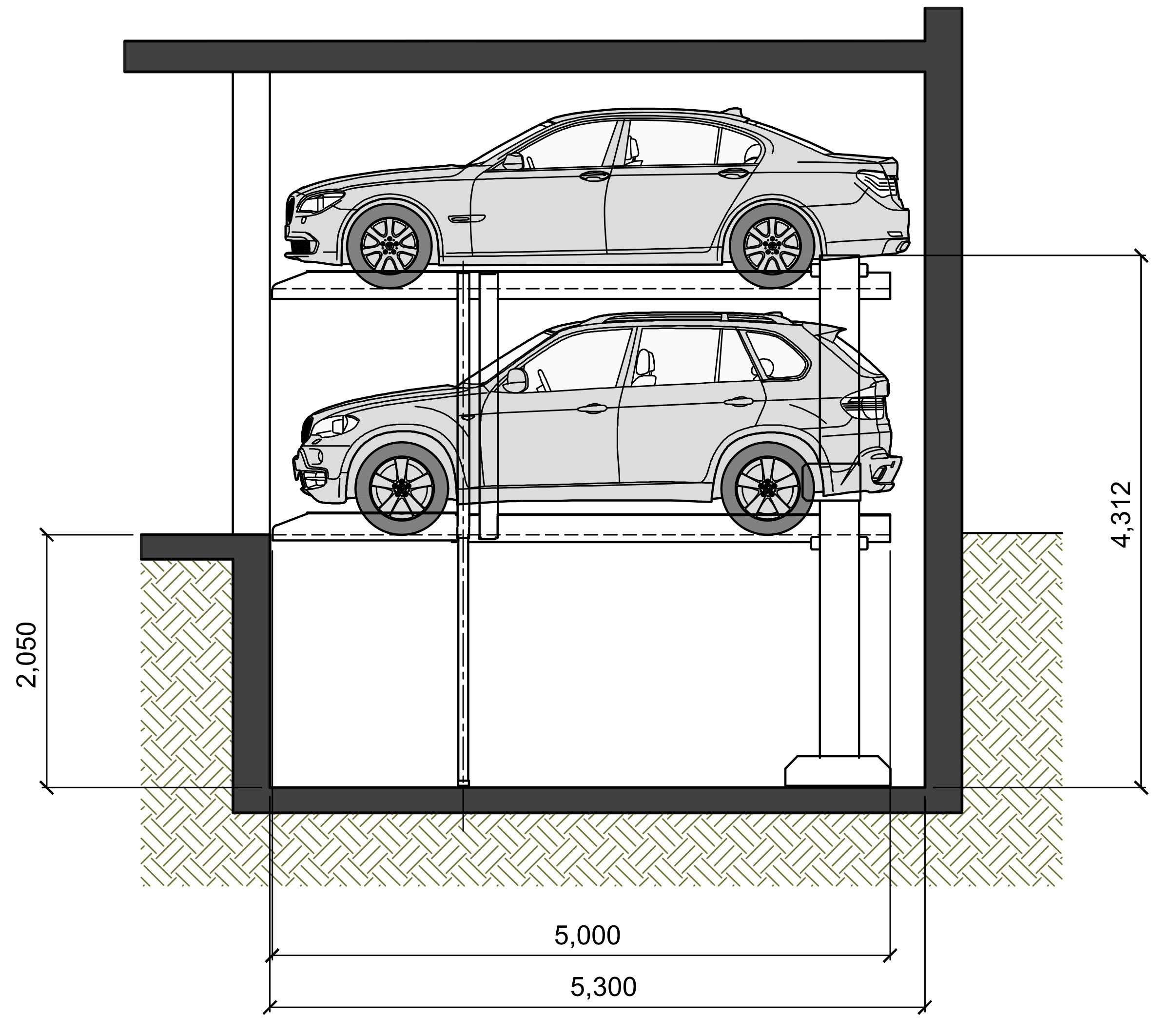 Safetech Pit Mounted Double Car Stacker_Side